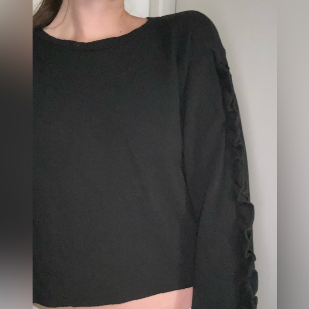 Lock & Key Black Ruffle Sleeve Shirt
